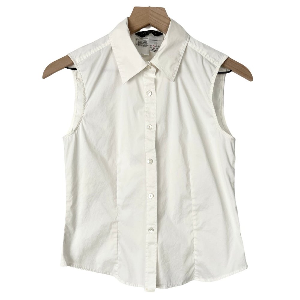 MaxMara White Sleeveless Button Down Shirt